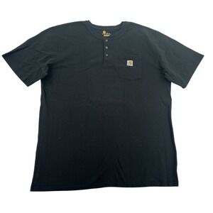 Carhartt Mens 2XL Tall Black Short Sleeve Henley Pocket T-Shirt K84 BLK Original